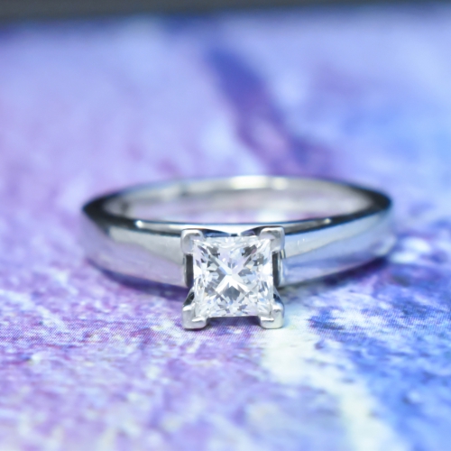 14K White Gold Princess Cut Diamond Ring
