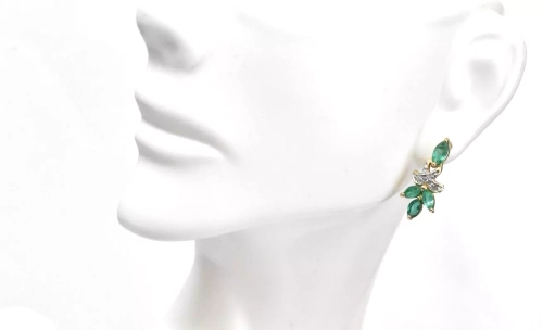 yellow gold emerald diamond earrings