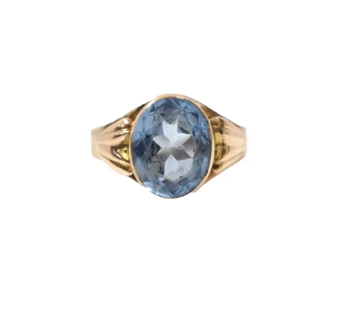 vintage yellow gold aquamarine ring