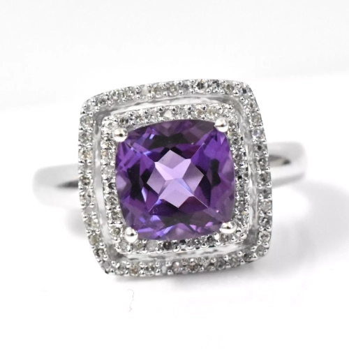 white gold amethyst diamond ring