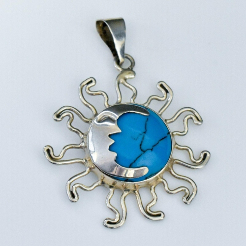 Sterling Silver Moon Turquoise Pendant